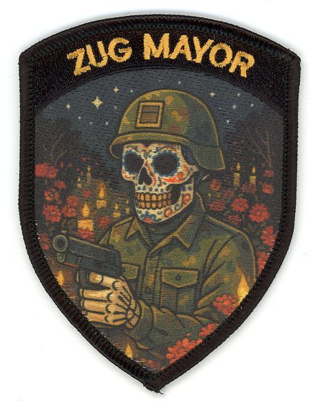 Badge brodé personnalisé réalisé pour une section de l’armée suisse