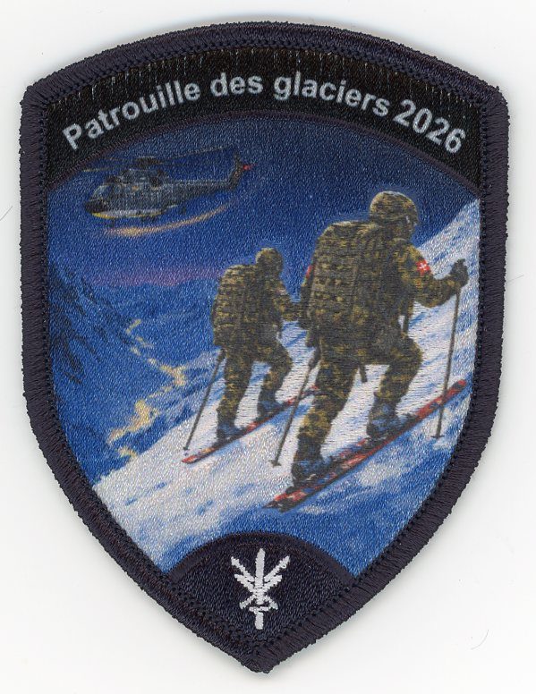 Badge brodé personnalisé réalisé pour une section de l’armée suisse