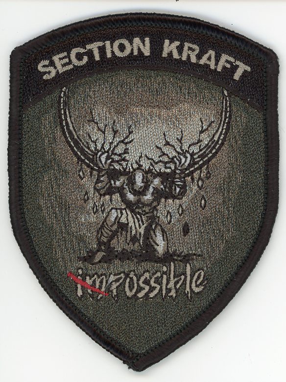 Badge brodé personnalisé réalisé pour une section de l’armée suisse