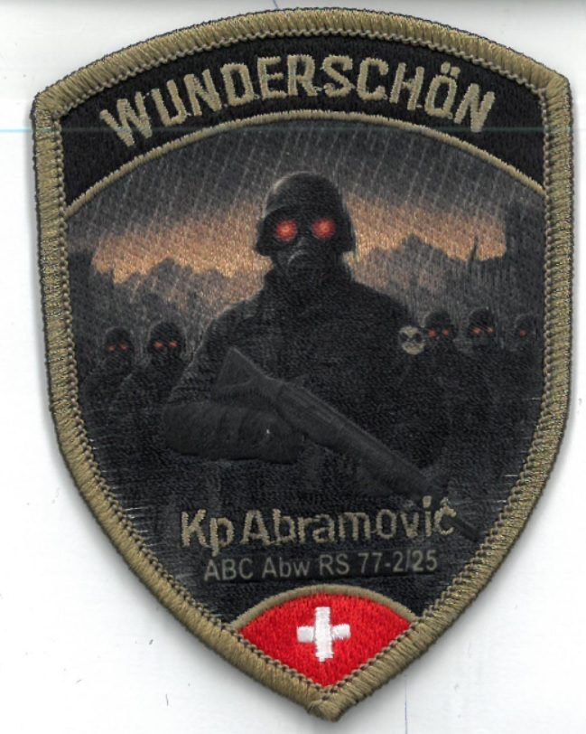 Badge brodé personnalisé réalisé pour une section de l’armée suisse