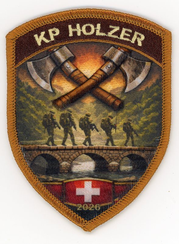 Badge brodé personnalisé réalisé pour une section de l’armée suisse