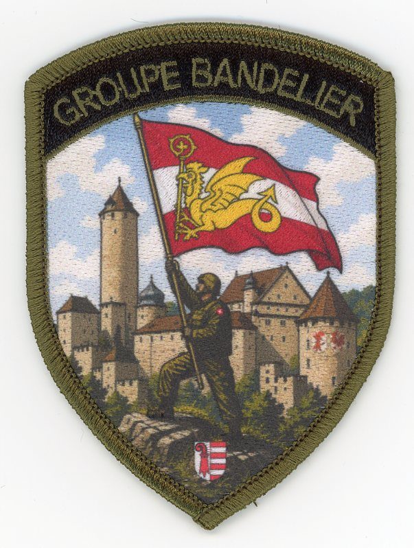 Badge brodé personnalisé réalisé pour une section de l’armée suisse