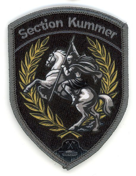 Badge brodé personnalisé réalisé pour une section de l’armée suisse