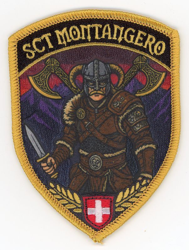 Badge brodé personnalisé réalisé pour une section de l’armée suisse