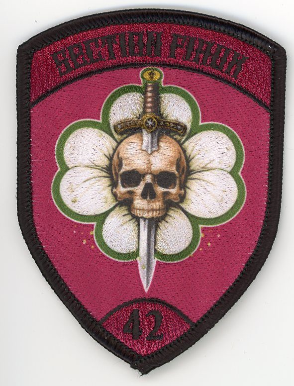 Badge brodé personnalisé réalisé pour une section de l’armée suisse