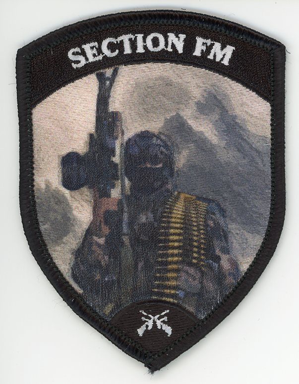 Badge brodé personnalisé réalisé pour une section de l’armée suisse