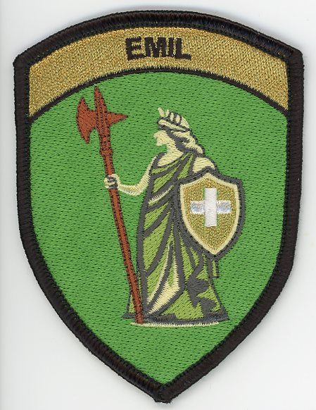 Badge brodé personnalisé réalisé pour une section de l’armée suisse
