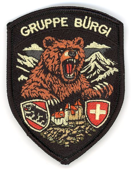 Badge brodé personnalisé réalisé pour une section de l’armée suisse