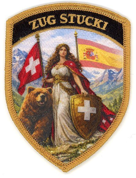 Badge brodé personnalisé réalisé pour une section de l’armée suisse
