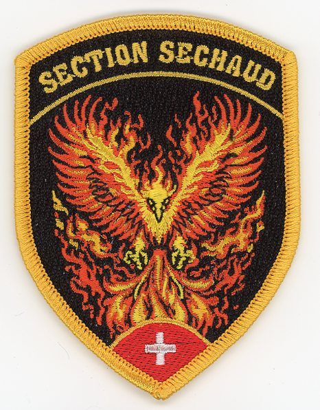 Badge brodé personnalisé réalisé pour une section de l’armée suisse