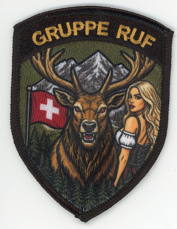 Badge brodé personnalisé réalisé pour une section de l’armée suisse