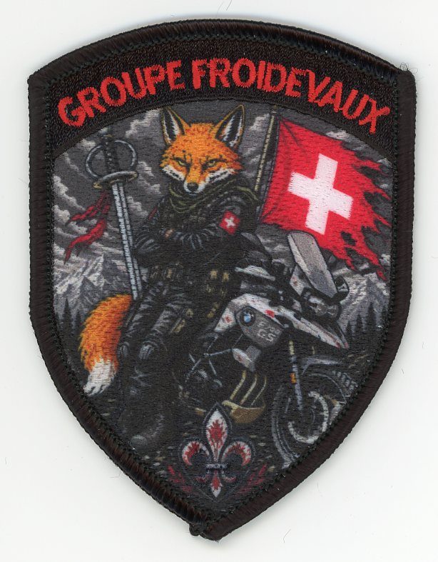 Badge brodé personnalisé réalisé pour une section de l’armée suisse