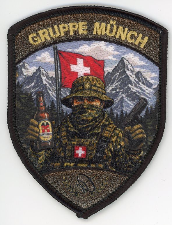 Badge brodé personnalisé réalisé pour une section de l’armée suisse