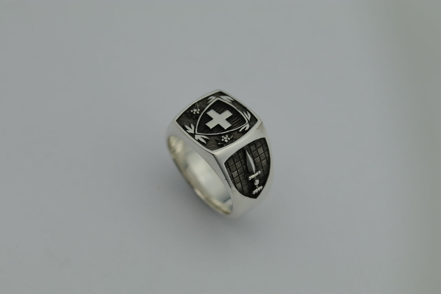 Infanterie EXEMPLO DUCEMUS - Chevalière d'Officier en argent